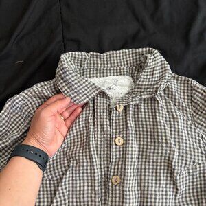 EUC Not Perfect Linen Button Up Shirt - Size S/M, gingham print